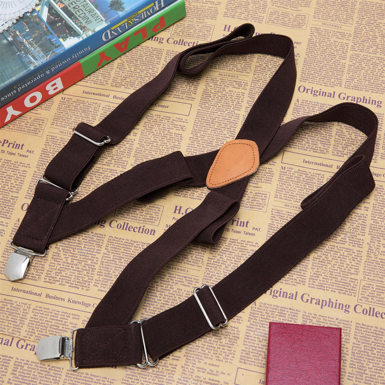 "Buyless Fashion Trucker 2 Pack Suspenders for Men - 48"" Elastic Adjustable Straps 1 1/4"" - X Back"