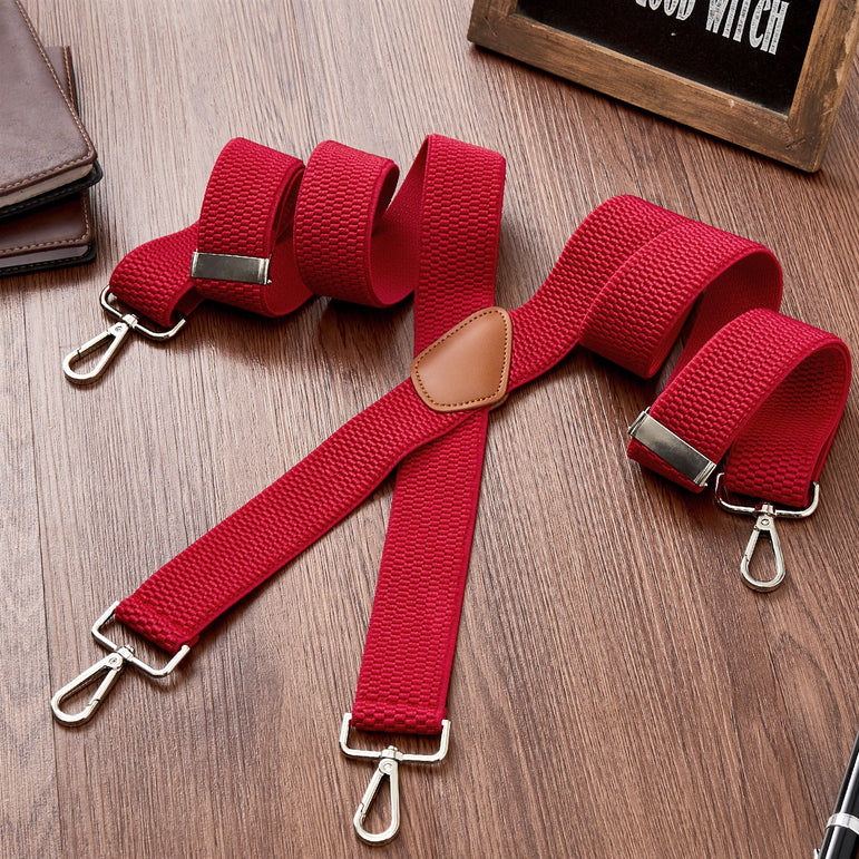"Buyless Fashion Heavy Duty 2 Pack Suspenders for Men - 48"" Adjustable Straps 1 1/2"" - X Back with Strong Hooks"