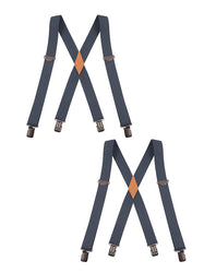 "Buyless Fashion 2 pack Suspenders for Men - 48"" Adjustable Straps 1 1/4"" - X Back With Black Clips"