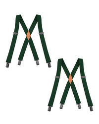 "Buyless Fashion 2 pack Suspenders for Men - 48"" Adjustable Straps 1 1/4"" - X Back With Black Clips"