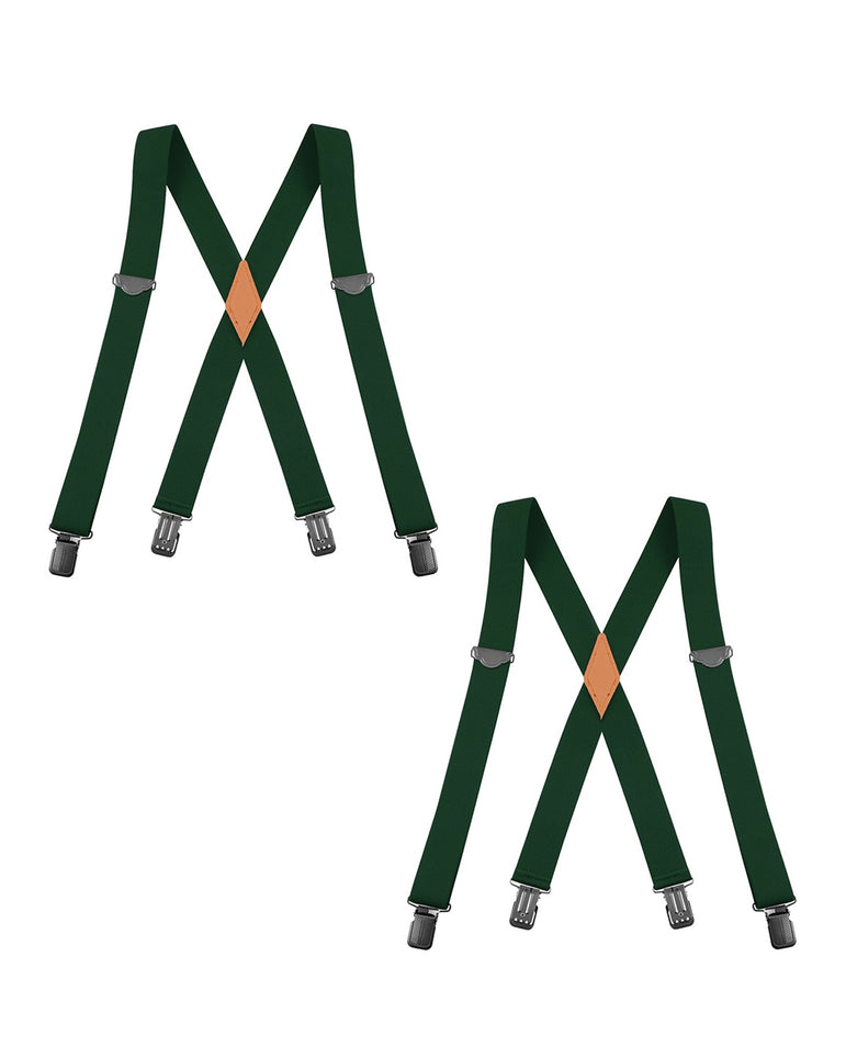 "Buyless Fashion 2 pack Suspenders for Men - 48"" Adjustable Straps 1 1/4"" - X Back With Black Clips"