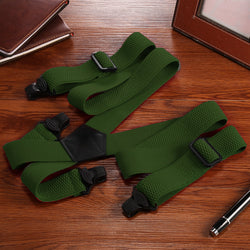"Buyless Fashion Heavy Duty 2 Pack Suspenders for Men - 48"" Adjustable Straps 1 1/2"" - X Back with Black Plastic Clips"