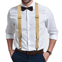 "Buyless Fashion Trucker 2 Pack Suspenders for Men - 48"" Elastic Adjustable Straps 1 1/4"" - X Back Utility Braces"