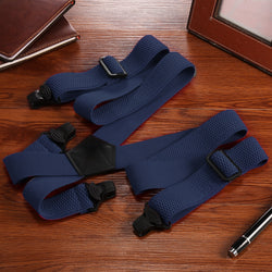 "Buyless Fashion Heavy Duty 2 Pack Suspenders for Men - 48"" Adjustable Straps 1 1/2"" - X Back with Black Plastic Clips"
