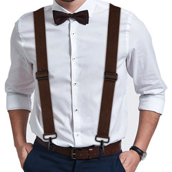 "Buyless Fashion Heavy Duty 2 Pack Suspenders for Men - 48"" Adjustable Straps 1 1/2"" - X Back with Strong Hooks"