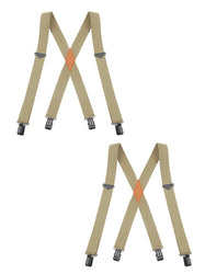 "Buyless Fashion 2 pack Suspenders for Men - 48"" Adjustable Straps 1 1/4"" - X Back With Black Clips"