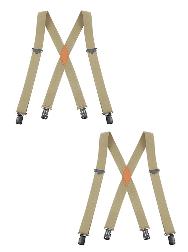 "Buyless Fashion 2 pack Suspenders for Men - 48"" Adjustable Straps 1 1/4"" - X Back With Black Clips"