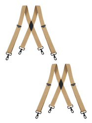 "Buyless Fashion 2 pack Suspenders for Men - 48"" Adjustable Straps 1 1/4"" - X Back with Black Hooks"