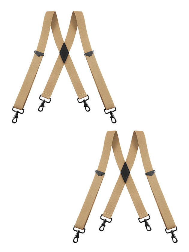 "Buyless Fashion 2 pack Suspenders for Men - 48"" Adjustable Straps 1 1/4"" - X Back with Black Hooks"