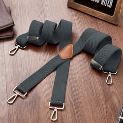 "Buyless Fashion Heavy Duty 2 Pack Suspenders for Men - 48"" Adjustable Straps 1 1/2"" - X Back with Strong Hooks"