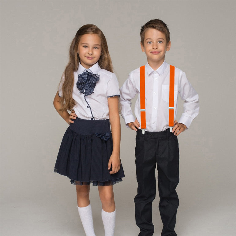 Buyless Fashion Adjustable 2 Pack Suspenders for Kids Toddlers Baby Elastic Solid Color 1 Inch - Y Back Design