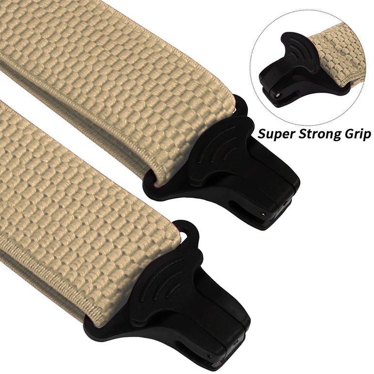 "Buyless Fashion Heavy Duty 2 Pack Suspenders for Men - 48"" Adjustable Straps 1 1/2"" - X Back with Black Plastic Clips"