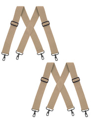 "Buyless Fashion Mens 2 Pack Suspenders - 48"" Elastic Adjustable Heavy Duty 2"" Wide - X Back With Black Hooks"