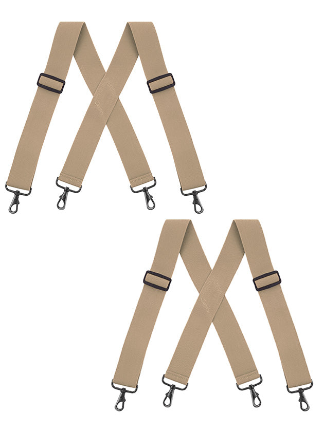 "Buyless Fashion Mens 2 Pack Suspenders - 48"" Elastic Adjustable Heavy Duty 2"" Wide - X Back With Black Hooks"