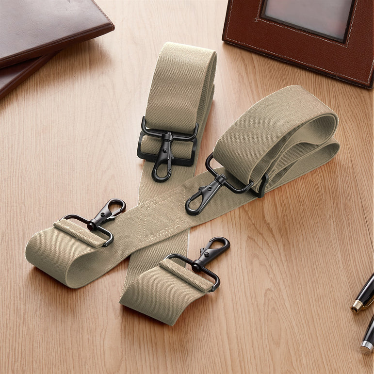 "Buyless Fashion Mens 2 Pack Suspenders - 48"" Elastic Adjustable Heavy Duty 2"" Wide - X Back With Black Hooks"