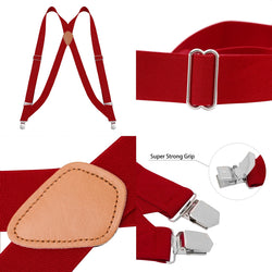 "Buyless Fashion Trucker 2 Pack Suspenders for Men - 48"" Elastic Adjustable Straps 1 1/4"" - X Back"