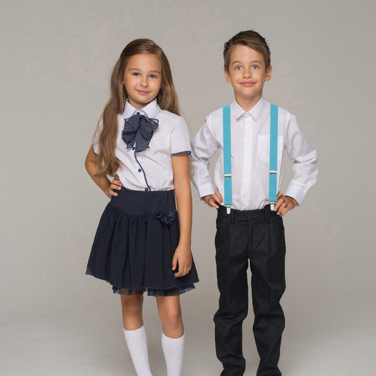 Buyless Fashion Adjustable 2 Pack Suspenders for Kids Toddlers Baby Elastic Solid Color 1 Inch - Y Back Design