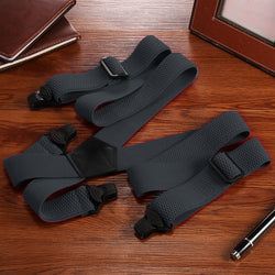 "Buyless Fashion Heavy Duty 2 Pack Suspenders for Men - 48"" Adjustable Straps 1 1/2"" - X Back with Black Plastic Clips"