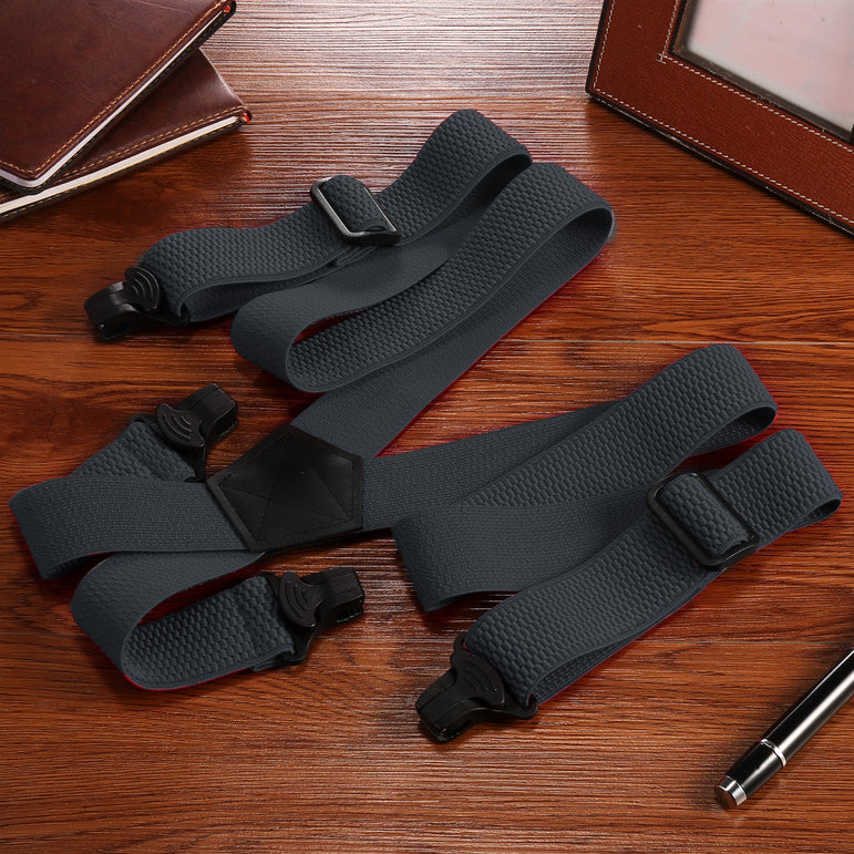 "Buyless Fashion Heavy Duty 2 Pack Suspenders for Men - 48"" Adjustable Straps 1 1/2"" - X Back with Black Plastic Clips"