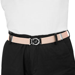 Buyless Fashion Kids Toddlers Baby Adjustable Elastic Stretch Belt with Silver Twisted Buckle