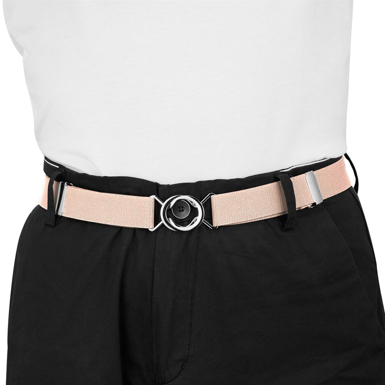 Buyless Fashion Kids Toddlers Baby Adjustable Elastic Stretch Belt with Silver Twisted Buckle