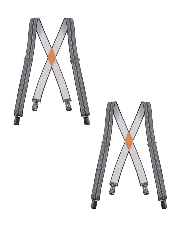 "Buyless Fashion 2 pack Suspenders for Men - 48"" Adjustable Straps 1 1/4"" - X Back With Black Clips"