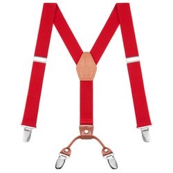"Buyless Fashion Adjustable Suspenders for Kids - 26"" Elastic Straps 1"" - Leather Y Shape Back - 5151"