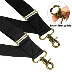"Buyless Fashion Trucker Suspenders for Men - 48"" Elastic Adjustable Straps 1 1/4"" - X Back Utility Braces"