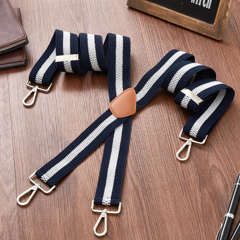 "Buyless Fashion Heavy Duty 2 Pack Suspenders for Men - 48"" Adjustable Straps 1 1/2"" - X Back with Strong Hooks"