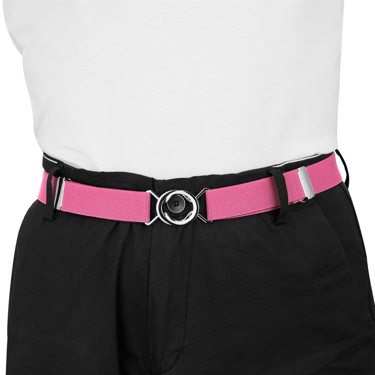 Buyless Fashion Kids Toddlers Baby Adjustable Elastic Stretch Belt with Silver Twisted Buckle