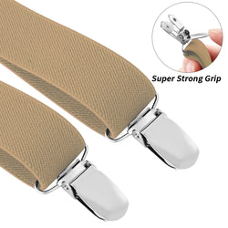 "Buyless Fashion Adjustable Suspenders for Kids - 26"" Elastic Straps 1"" - Leather Y Shape Back - 5151"