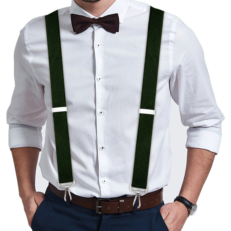 "Buyless Fashion Heavy Duty 2 Pack Suspenders for Men - 48"" Adjustable Straps 1 1/2"" - X Back with Strong Hooks"