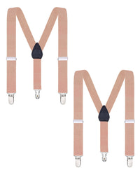 Buyless Fashion Adjustable 2 Pack Suspenders for Kids Toddlers Baby Elastic Solid Color 1 Inch - Y Back Design