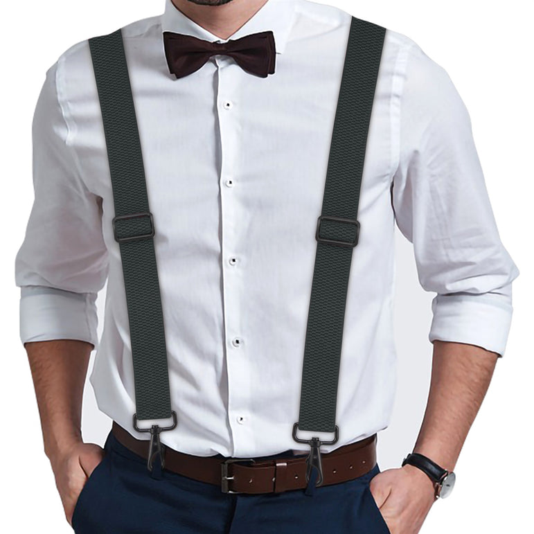 "Buyless Fashion Heavy Duty 2 Pack Suspenders for Men - 48"" Adjustable Straps 1 1/2"" - X Back with Strong Hooks"