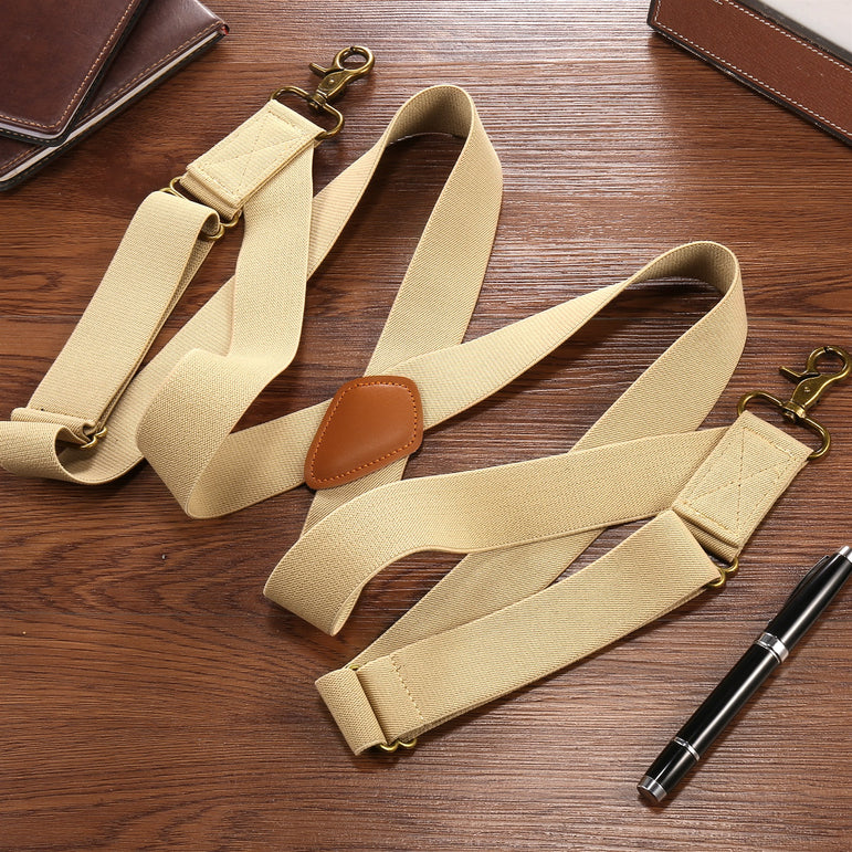 "Buyless Fashion Trucker Suspenders for Men - 48"" Elastic Adjustable Straps 1 1/4"" - X Back Utility Braces"