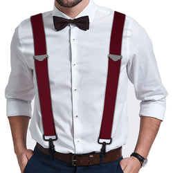 "Buyless Fashion 2 pack Suspenders for Men - 48"" Adjustable Straps 1 1/4"" - X Back with Black Hooks"