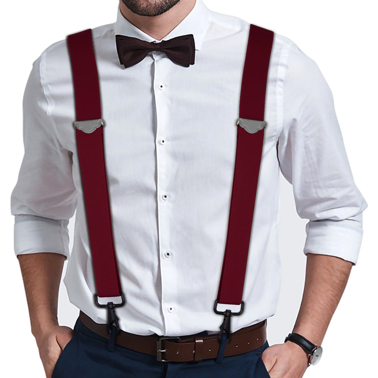"Buyless Fashion 2 pack Suspenders for Men - 48"" Adjustable Straps 1 1/4"" - X Back with Black Hooks"