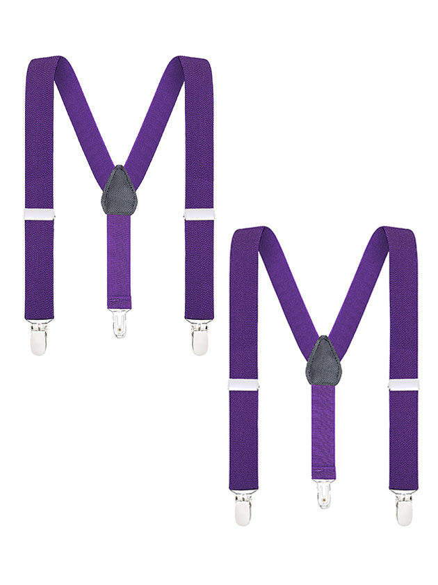 Buyless Fashion Adjustable 2 Pack Suspenders for Kids Toddlers Baby Elastic Solid Color 1 Inch - Y Back Design