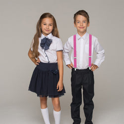 Buyless Fashion Adjustable 2 Pack Suspenders for Kids Toddlers Baby Elastic Solid Color 1 Inch - Y Back Design