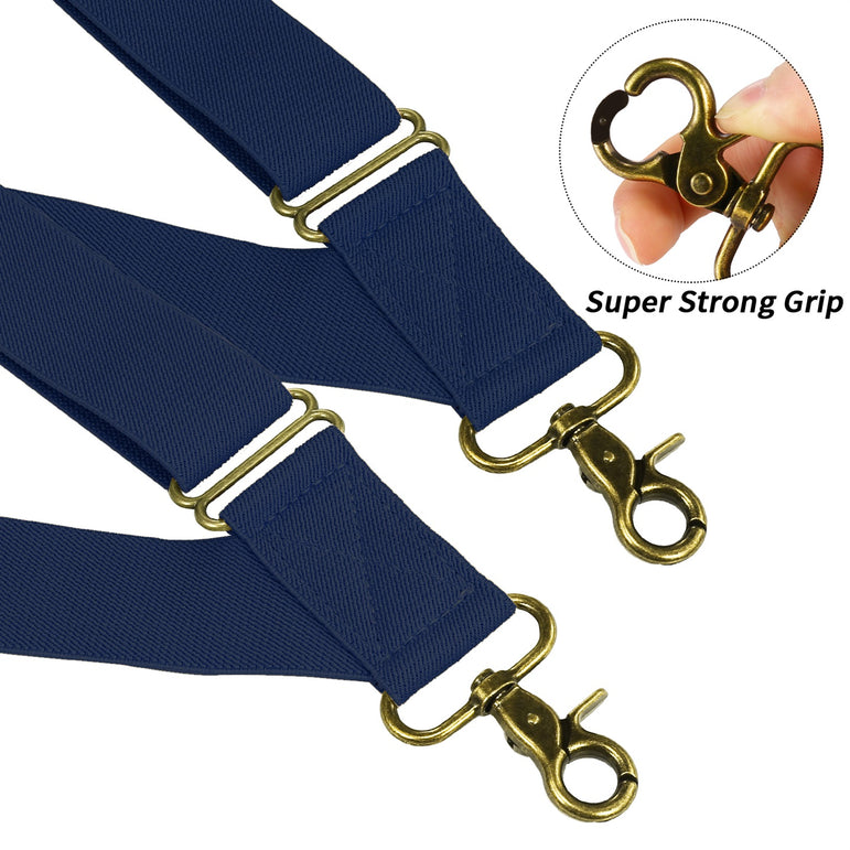 "Buyless Fashion Trucker Suspenders for Men - 48"" Elastic Adjustable Straps 1 1/4"" - X Back Utility Braces"