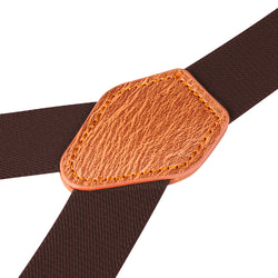 "Buyless Fashion Adjustable Suspenders for Kids - 26"" Elastic Straps 1"" - Leather Y Shape Back - 5151"