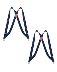 "Buyless Fashion Trucker 2 Pack Suspenders for Men - 48"" Elastic Adjustable Straps 1 1/4"" - X Back"