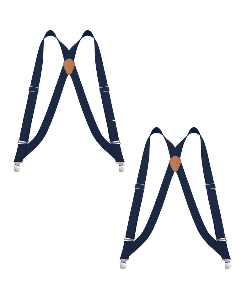 "Buyless Fashion Trucker 2 Pack Suspenders for Men - 48"" Elastic Adjustable Straps 1 1/4"" - X Back"