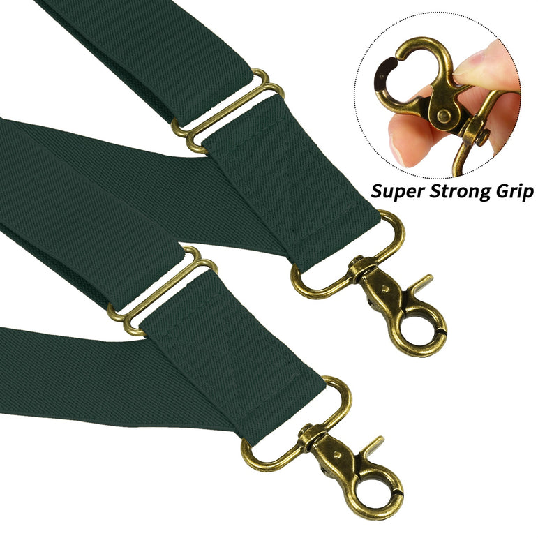 "Buyless Fashion Trucker Suspenders for Men - 48"" Elastic Adjustable Straps 1 1/4"" - X Back Utility Braces"