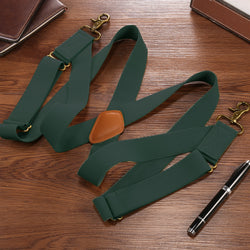 "Buyless Fashion Trucker Suspenders for Men - 48"" Elastic Adjustable Straps 1 1/4"" - X Back Utility Braces"