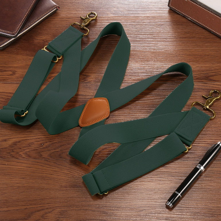 "Buyless Fashion Trucker Suspenders for Men - 48"" Elastic Adjustable Straps 1 1/4"" - X Back Utility Braces"