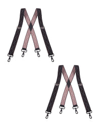 "Buyless Fashion 2 pack Suspenders for Men - 48"" Adjustable Straps 1 1/4"" - X Back with Black Hooks"