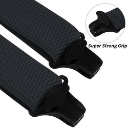 "Buyless Fashion Heavy Duty 2 Pack Suspenders for Men - 48"" Adjustable Straps 1 1/2"" - X Back with Black Plastic Clips"