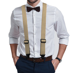 "Buyless Fashion Heavy Duty 2 Pack Suspenders for Men - 48"" Adjustable Straps 1 1/2"" - X Back with Black Plastic Clips"