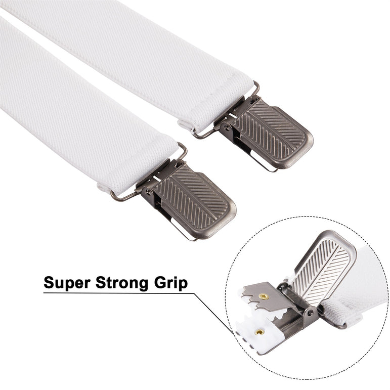 "Buyless Fashion 2 pack Suspenders for Men - 48"" Adjustable Straps 1 1/4"" - X Back With Black Clips"